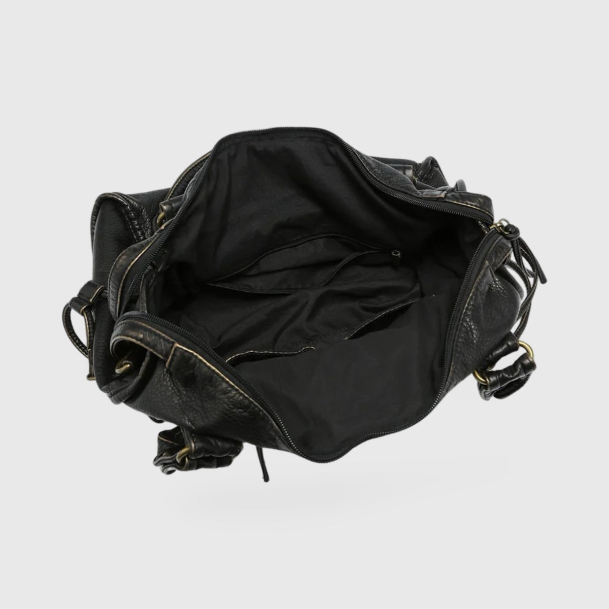 Celena Leather Work Tote in Black