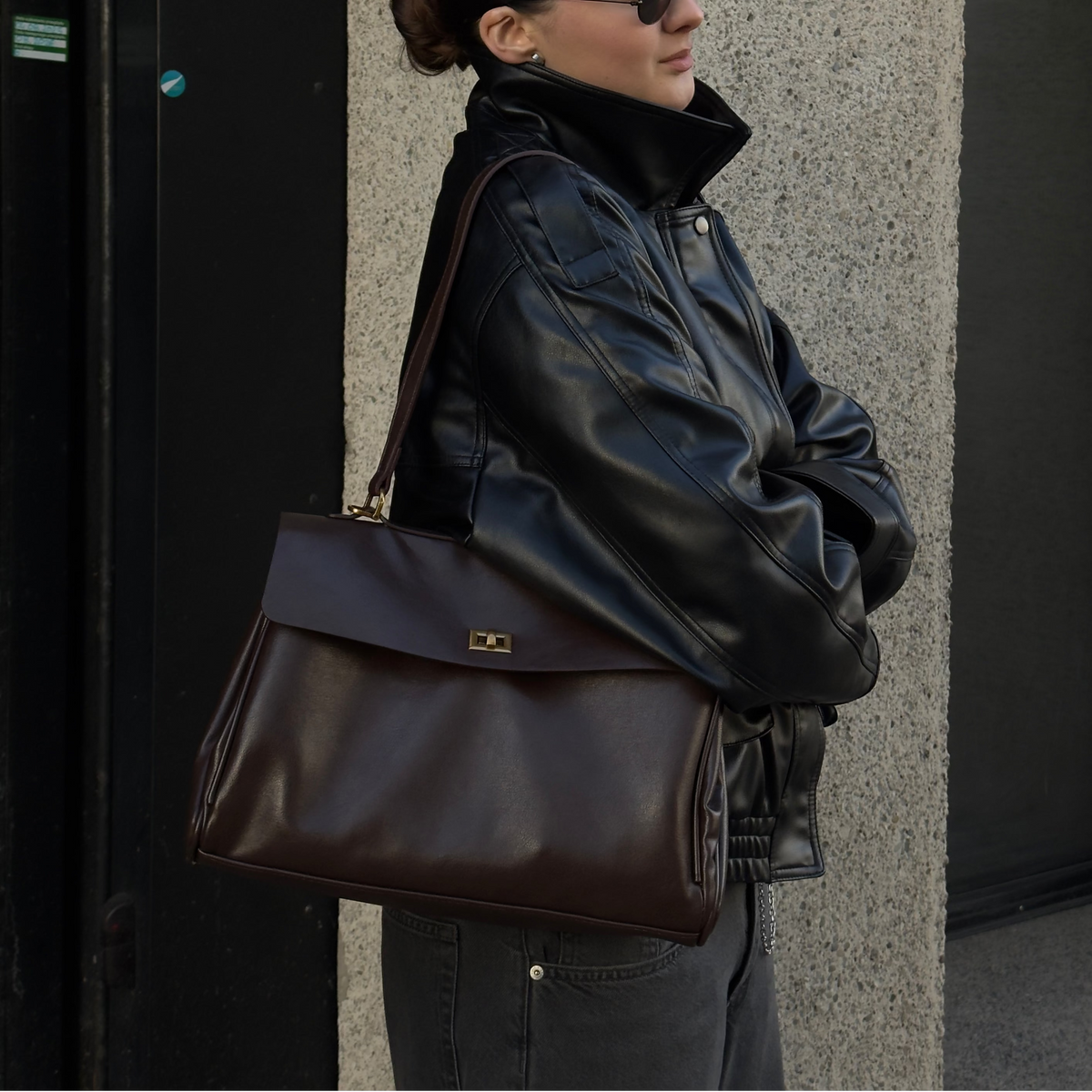 Ciara Vintage Top Handle Bag in Aubergine