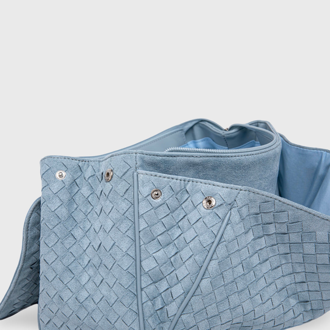 Ciara Vintage Woven Top Handle Bag in Light Blue