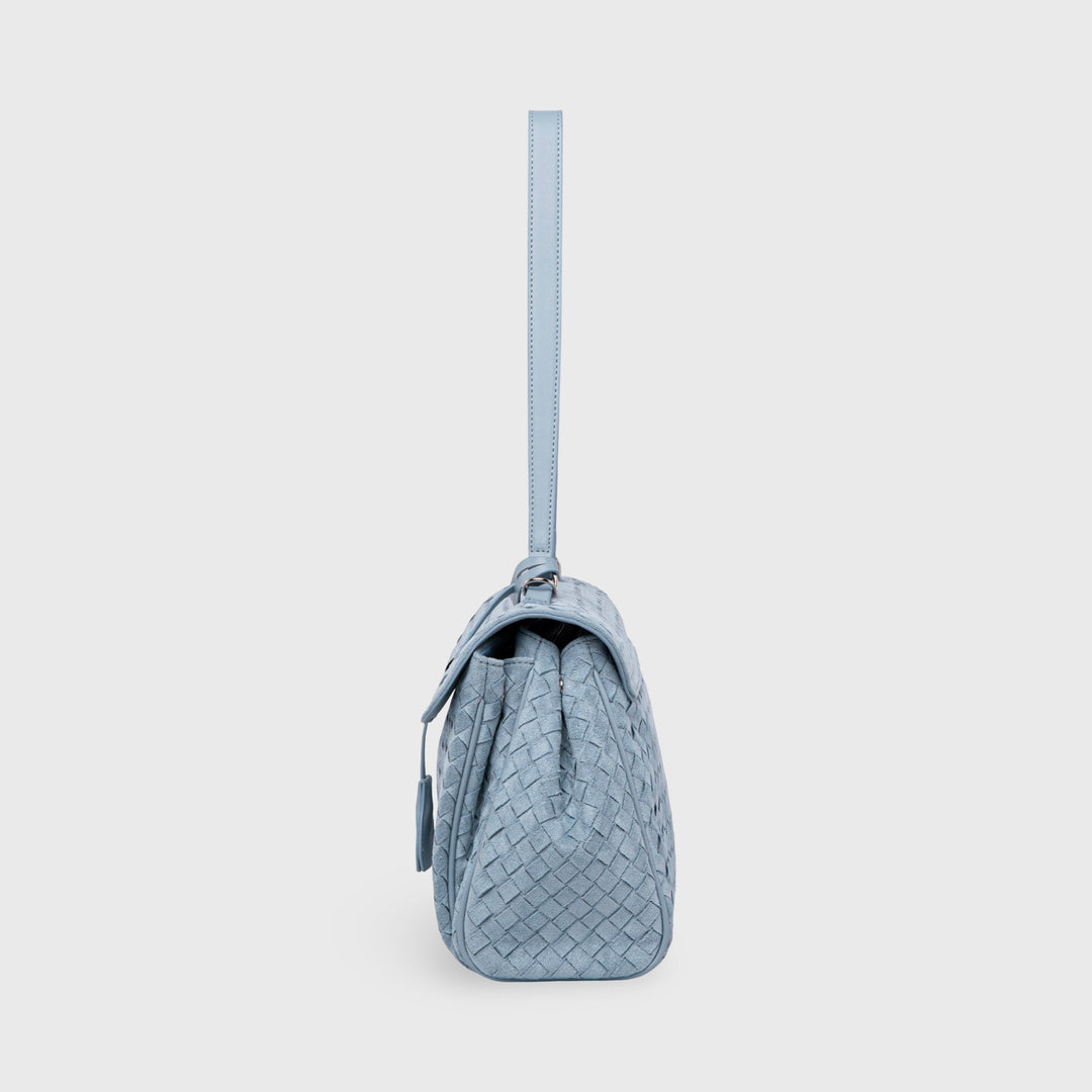 Ciara Vintage Woven Top Handle Bag in Light Blue