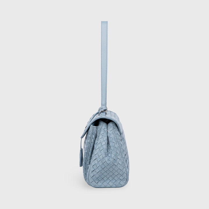 Ciara Vintage Woven Top Handle Bag in Light Blue