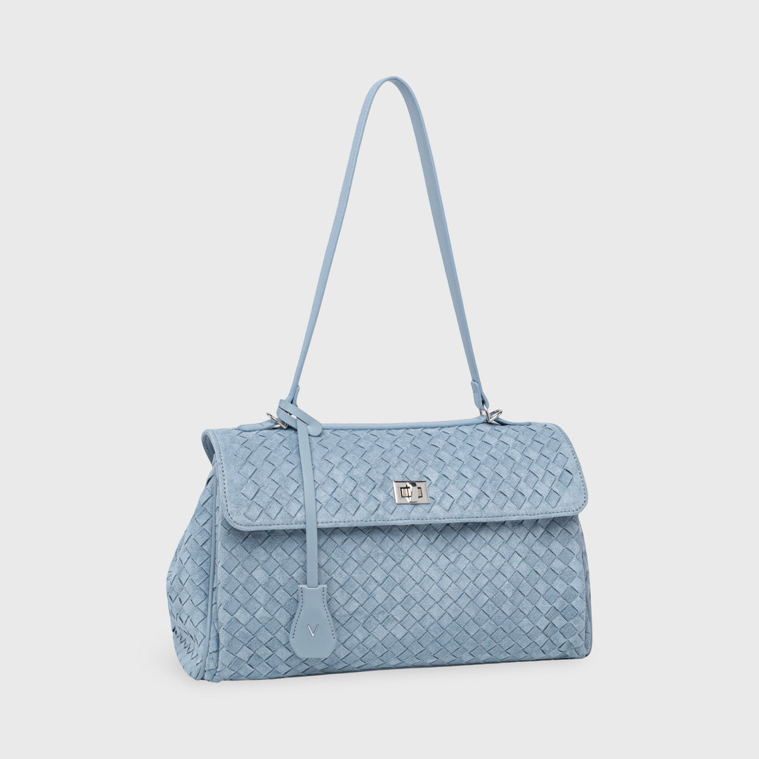 Ciara Vintage Woven Top Handle Bag in Light Blue