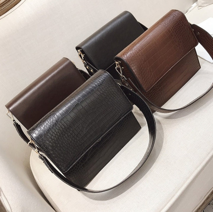 Workday Croc-Embossed Crossbody Bag in Dark Brown