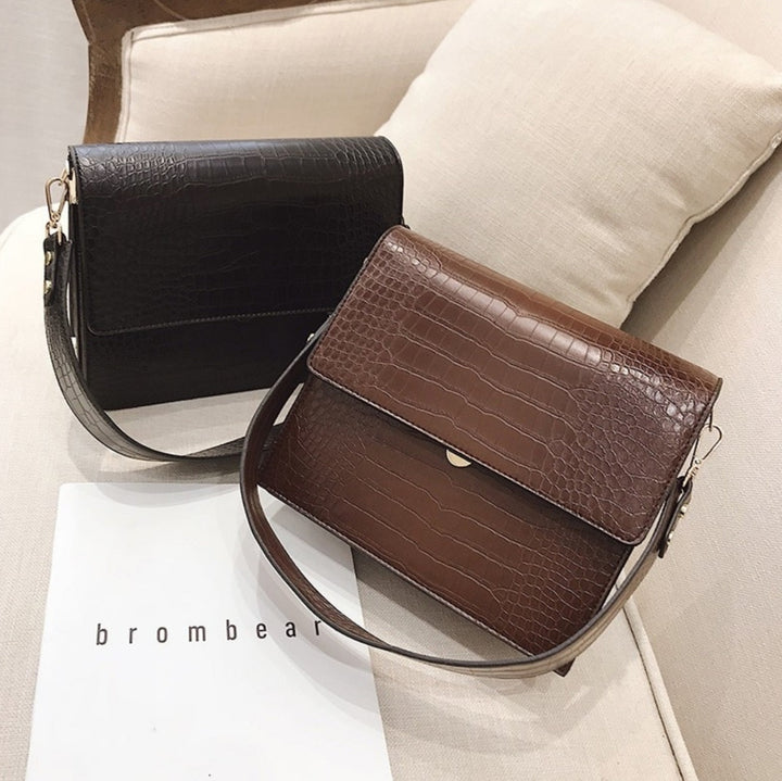 Workday Croc-Embossed Crossbody Bag in Dark Brown