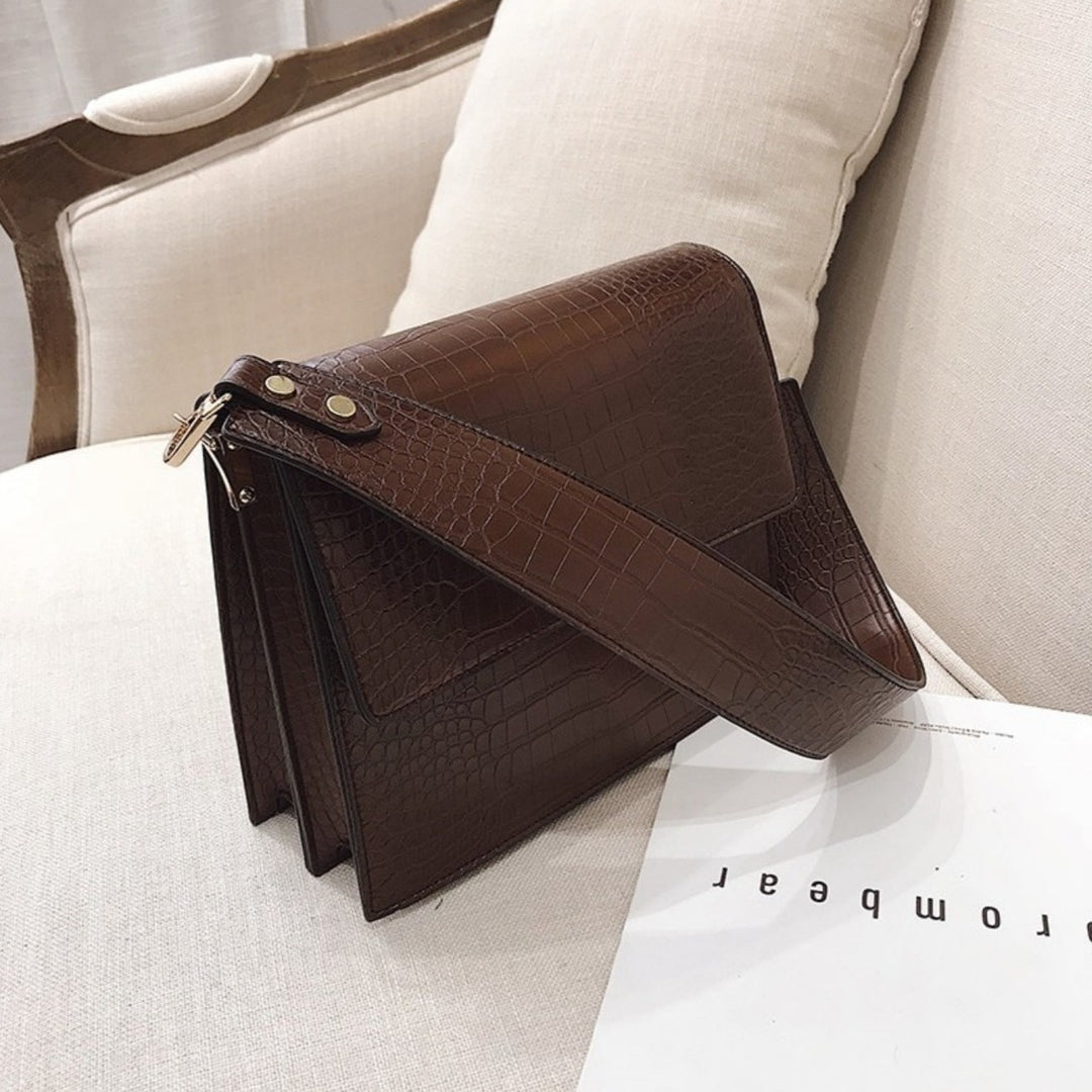 Workday Croc-Embossed Crossbody Bag in Dark Brown