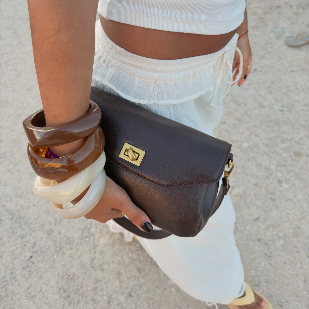 Dark Brown Mini Shoulder Baguette | Ciara