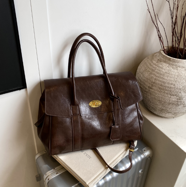 Alma Vintage Top Handle Bag in Dark Brown