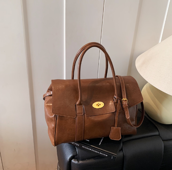 Alma Vintage Top Handle Bag in Cognac