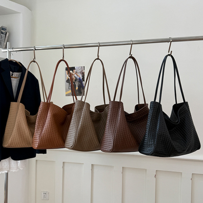 Sarah Woven Tote in Tan