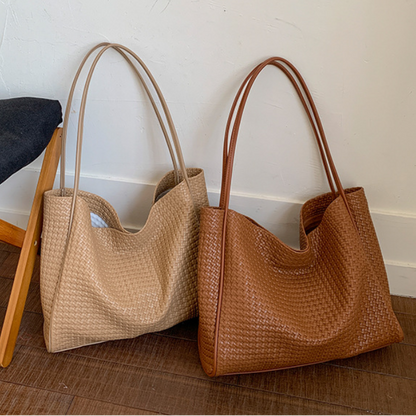 Sarah Woven Tote in Tan
