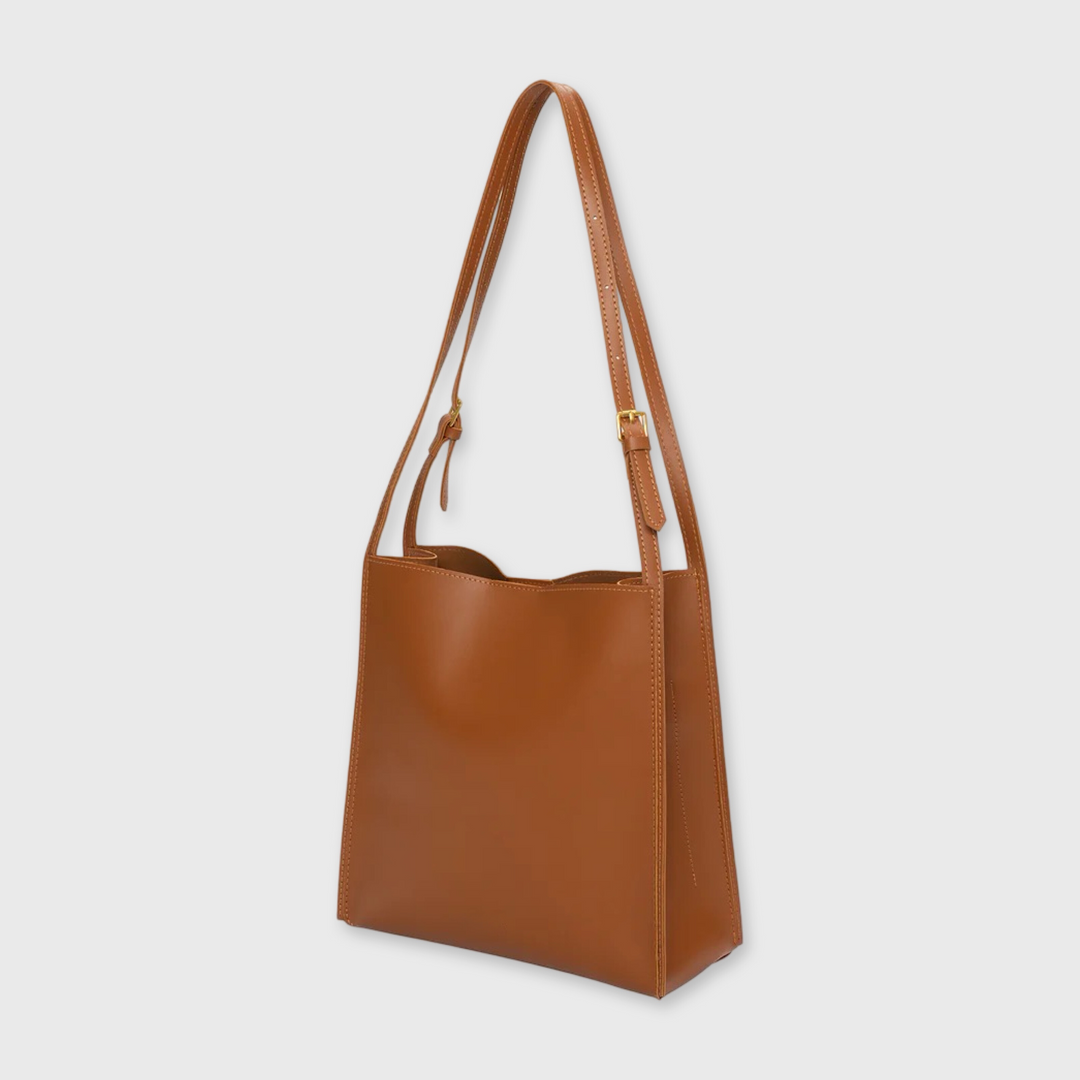 Nova Structured Bucket Tote in Cognac