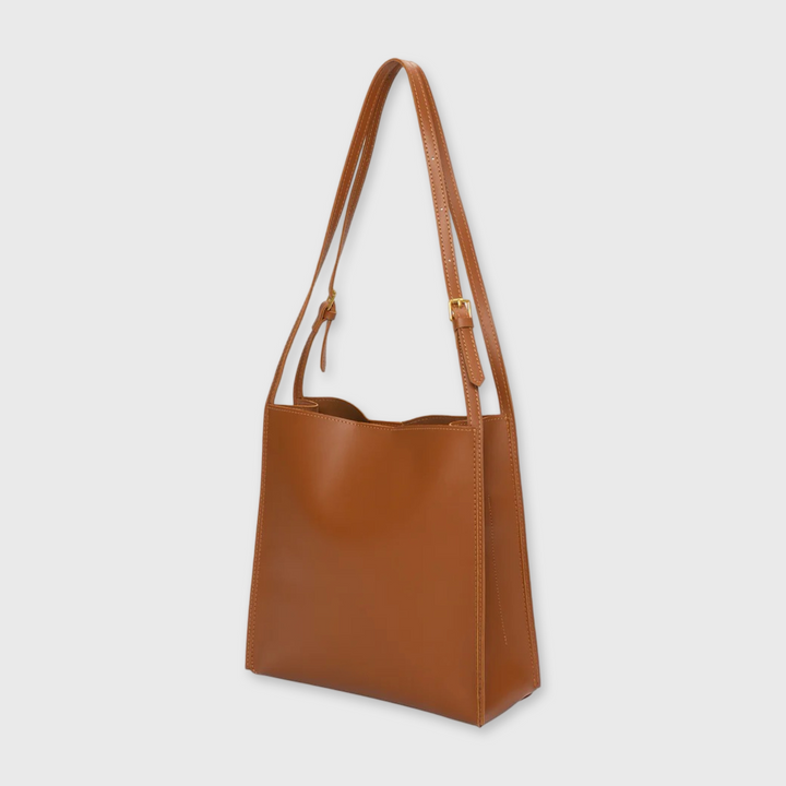 Nova Structured Bucket Tote in Cognac