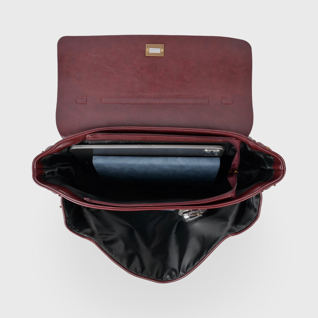 Ciara Vintage Top Handle Bag in Burgundy