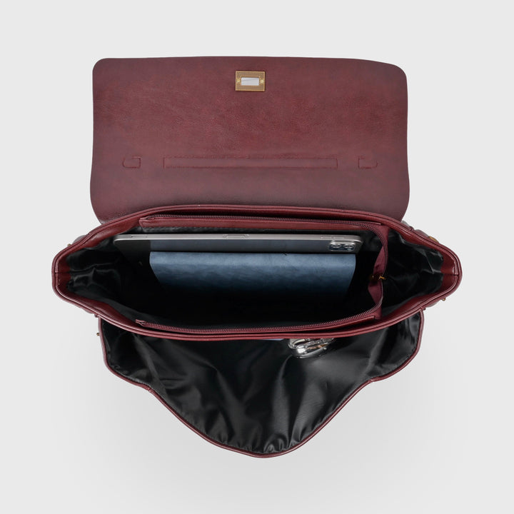Ciara Vintage Top Handle Bag in Burgundy