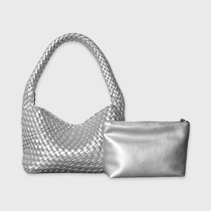 Woven Hobo Bag in Silver