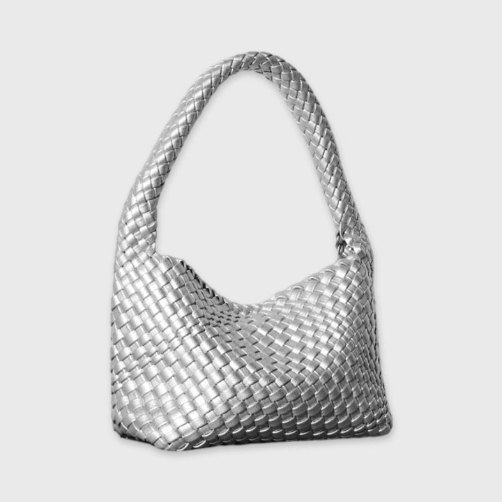 Woven Hobo Bag in Silver