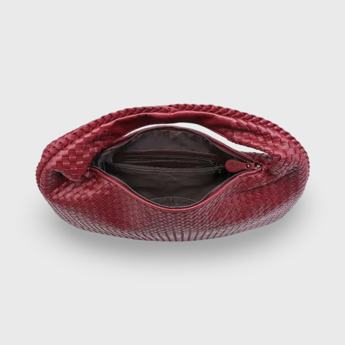 Woven Oversized Shoulder Bag in Burgundy
