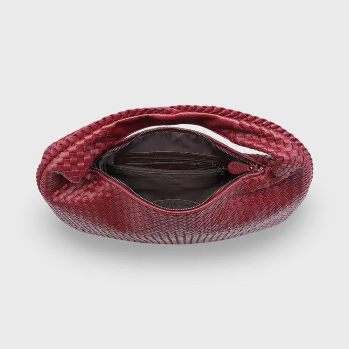 Woven Oversized Shoulder Bag in Burgundy
