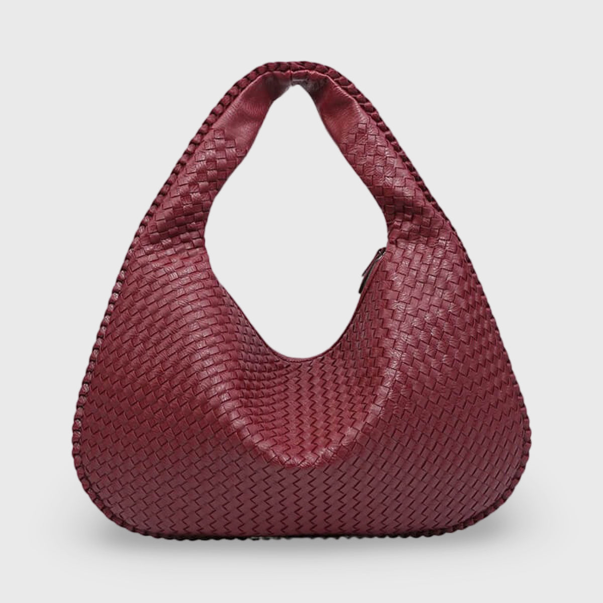 Woven Oversized Shoulder Bag in Burgundy