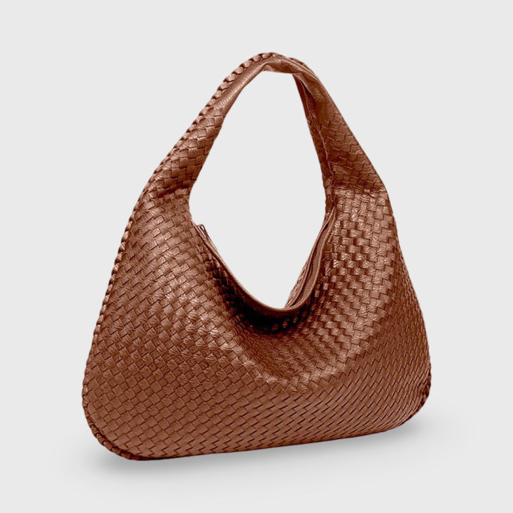 Woven Oversized Shoulder Bag in Cognac