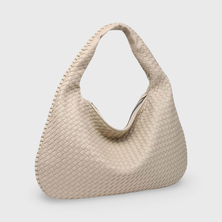 Woven Oversized Shoulder Bag in Sand