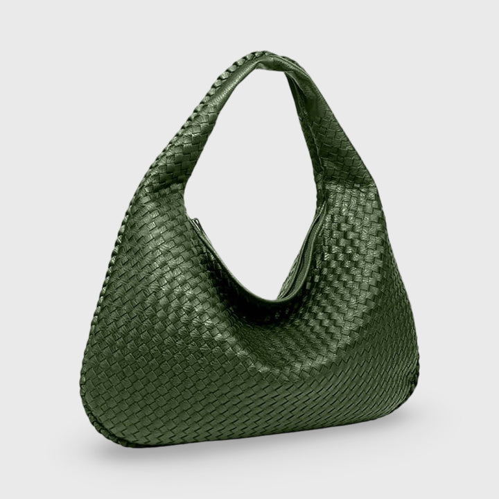 Woven Oversized Shoulder Bag in Green