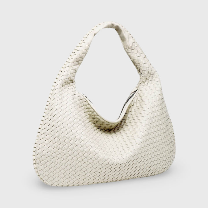 Woven Oversized Shoulder Bag in Cream