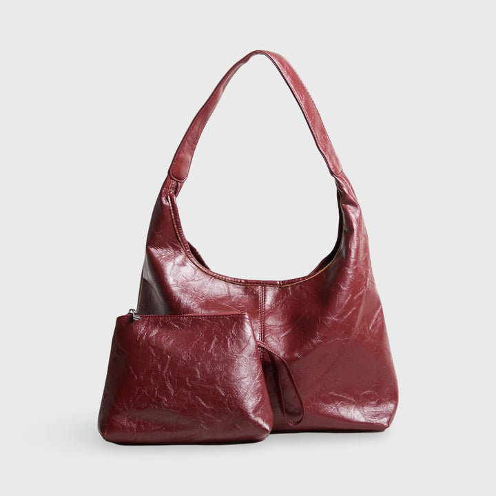 Vintage Shoulder Bag Crescent Hobo in Burgundy