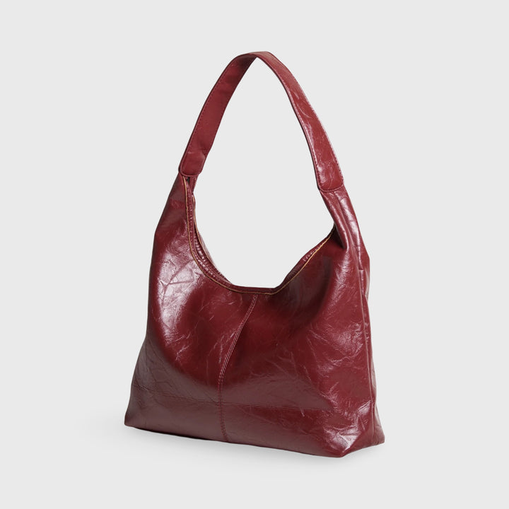 Vintage Shoulder Bag Crescent Hobo in Burgundy