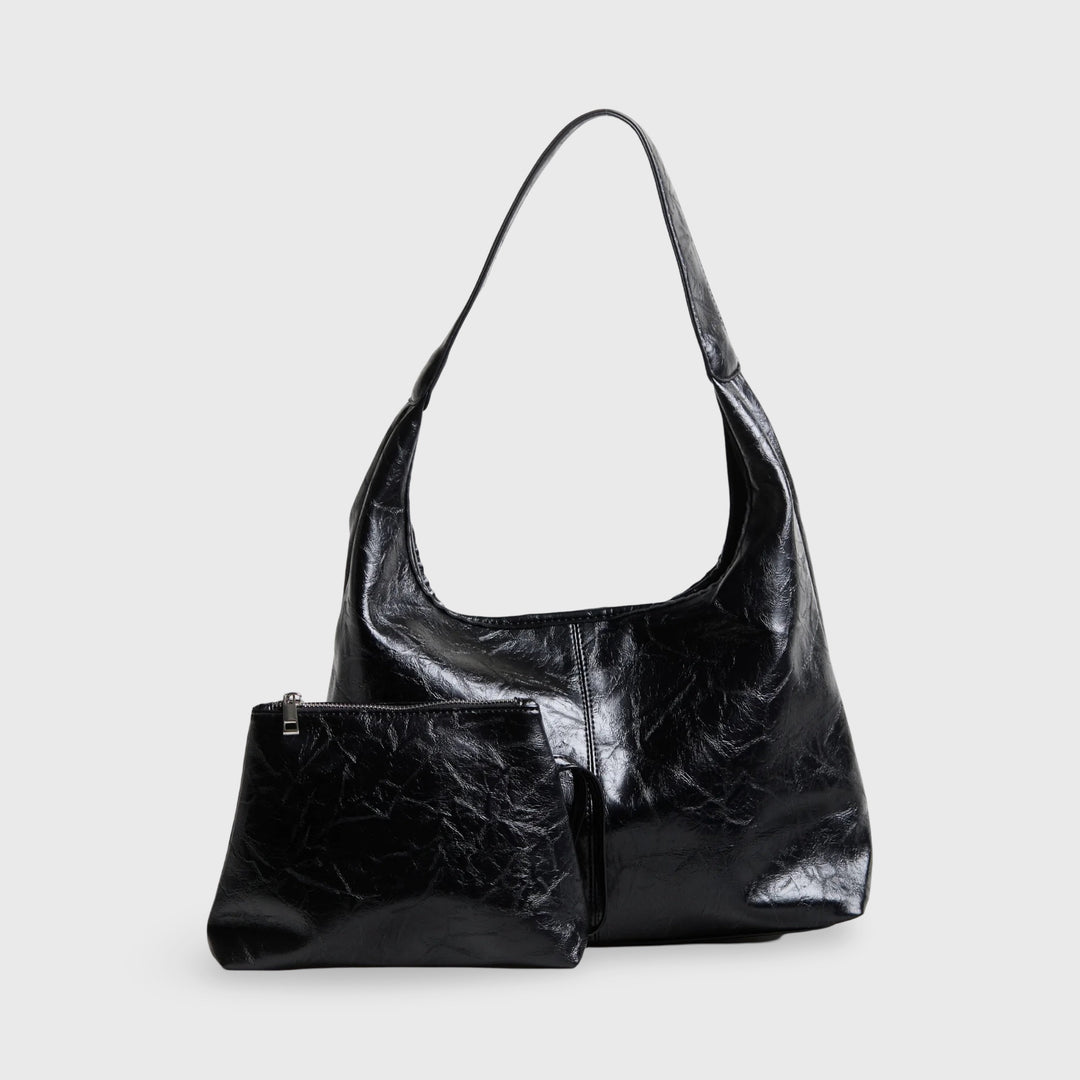 Vintage Shoulder Bag Crescent Hobo in Black
