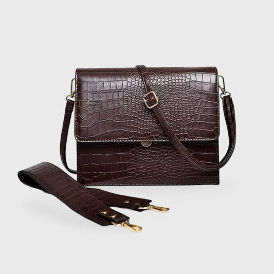 Workday Croc-Embossed Crossbody Bag in Dark Brown