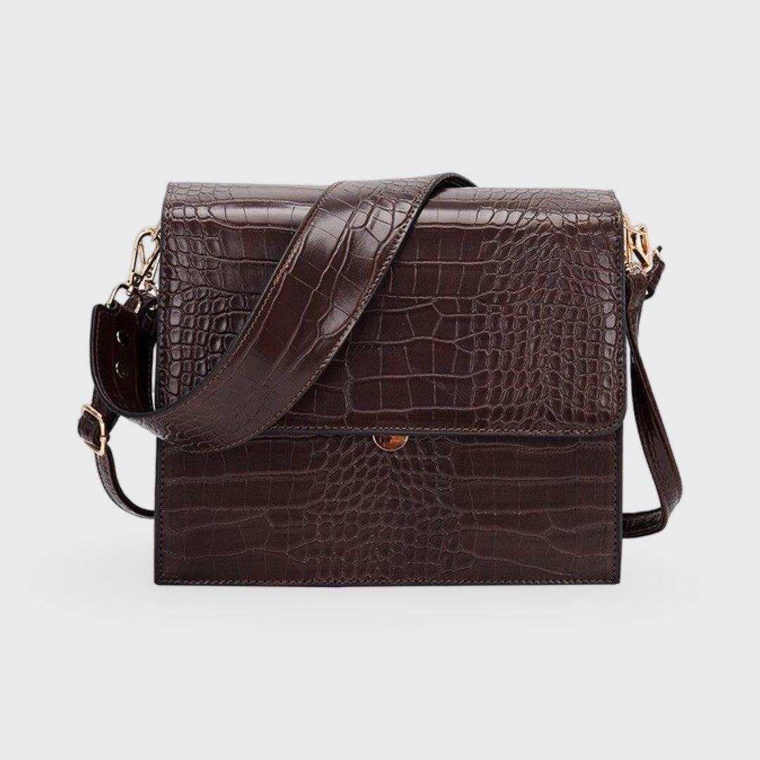 Workday Croc-Embossed Crossbody Bag in Dark Brown