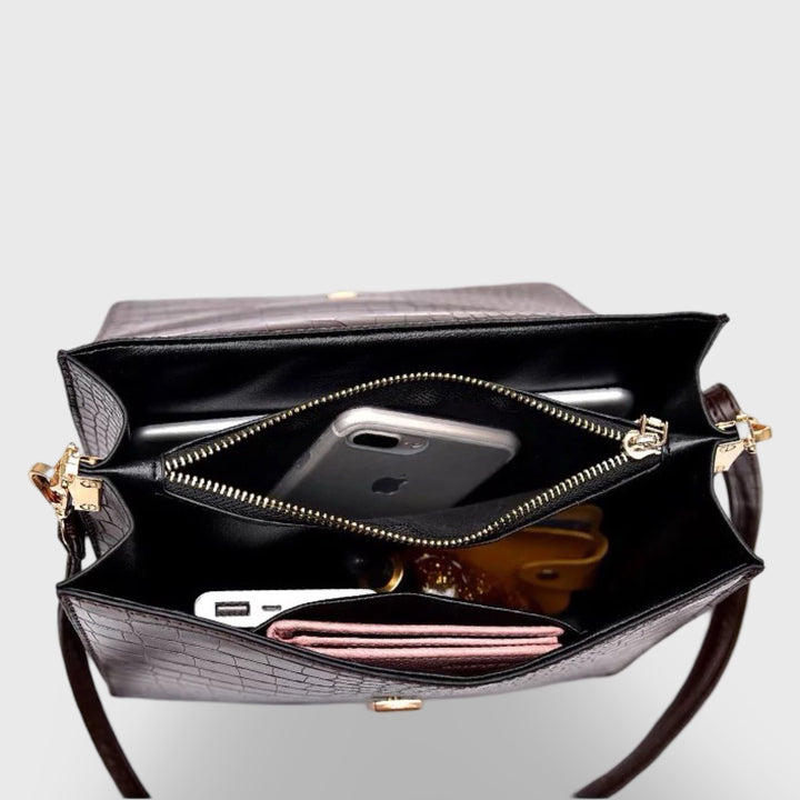 Workday Croc-Embossed Crossbody Bag in Dark Brown