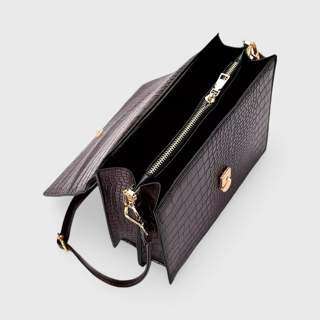 Workday Croc-Embossed Crossbody Bag in Black