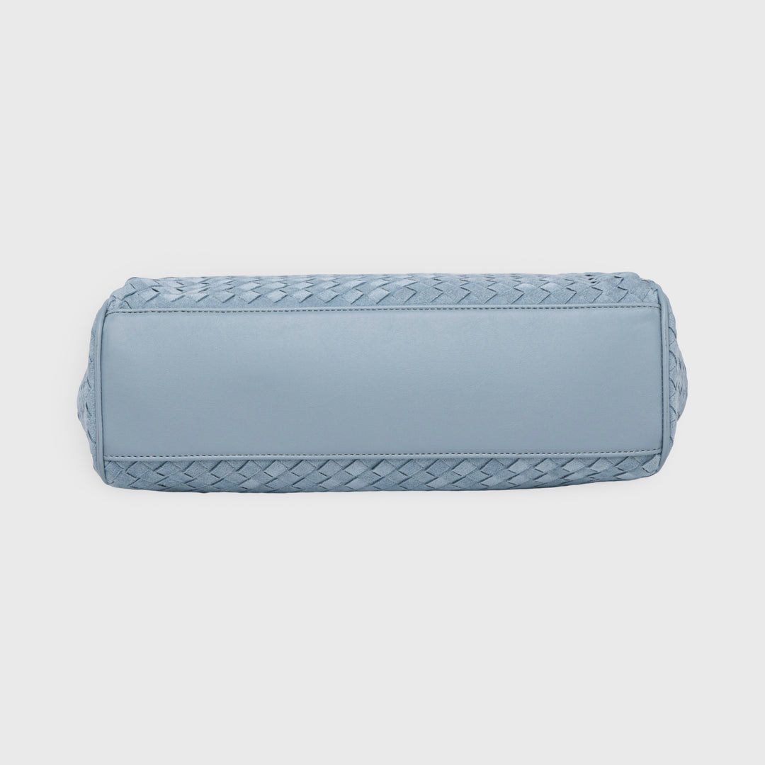 Ciara Vintage Woven Top Handle Bag in Light Blue