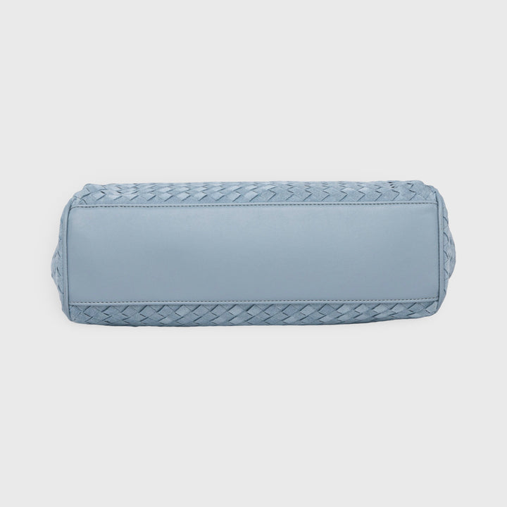 Ciara Vintage Woven Top Handle Bag in Light Blue