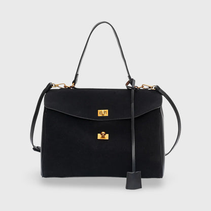 Ciara Premium Top Handle Satchel in Navy