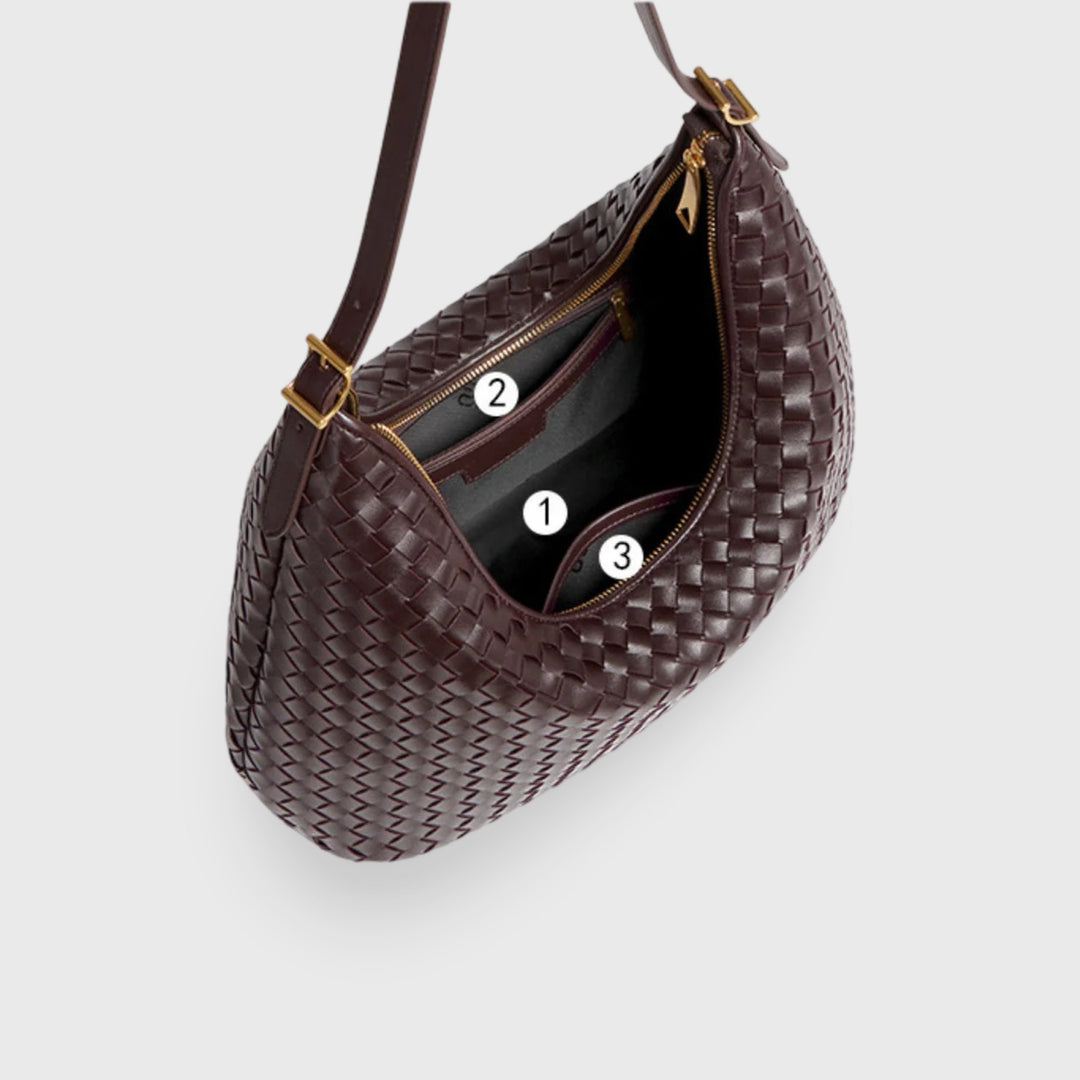 Hailey Woven Hobo Bag in Dark Brown