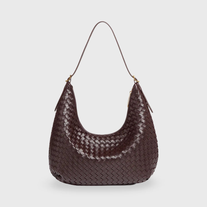 Hailey Woven Hobo Bag in Dark Brown