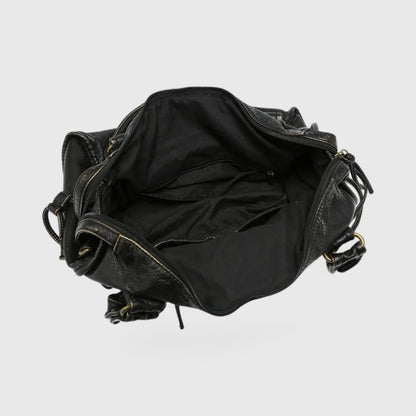Celena Leather Work Tote in Black