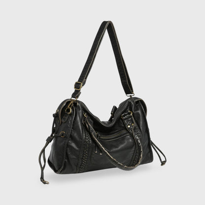Celena Leather Work Tote in Black