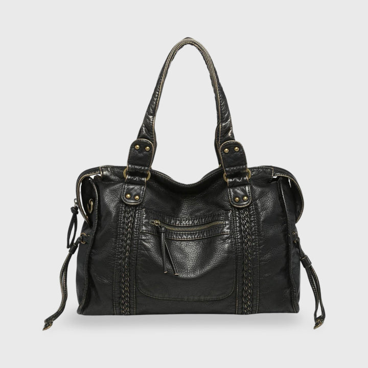 Celena Vegan Leather Work Tote in Black