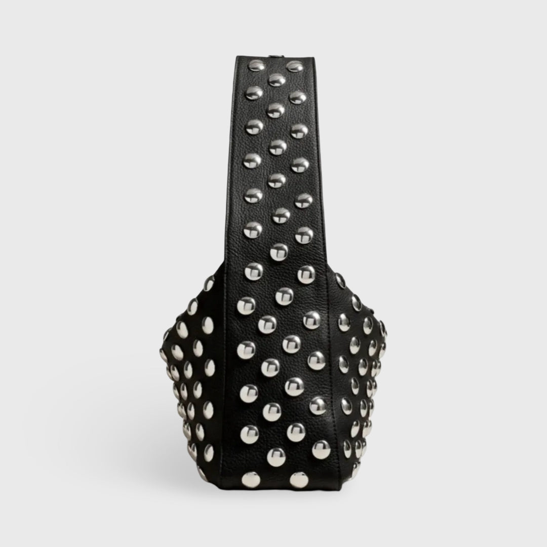 Gina Studded Hobo Bag in Black