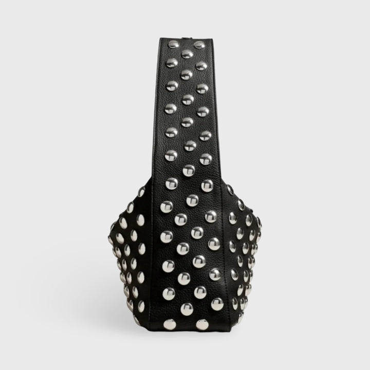 Gina Studded Hobo Bag in Black