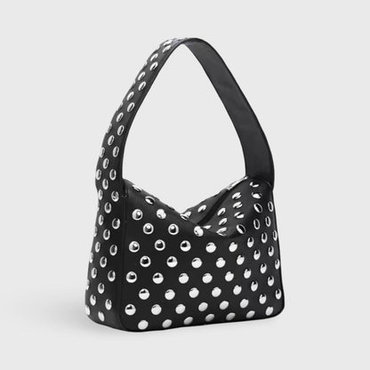Gina Studded Hobo Bag in Black