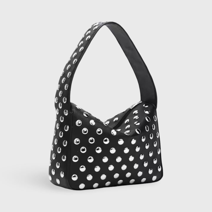 Gina Studded Hobo Bag in Black