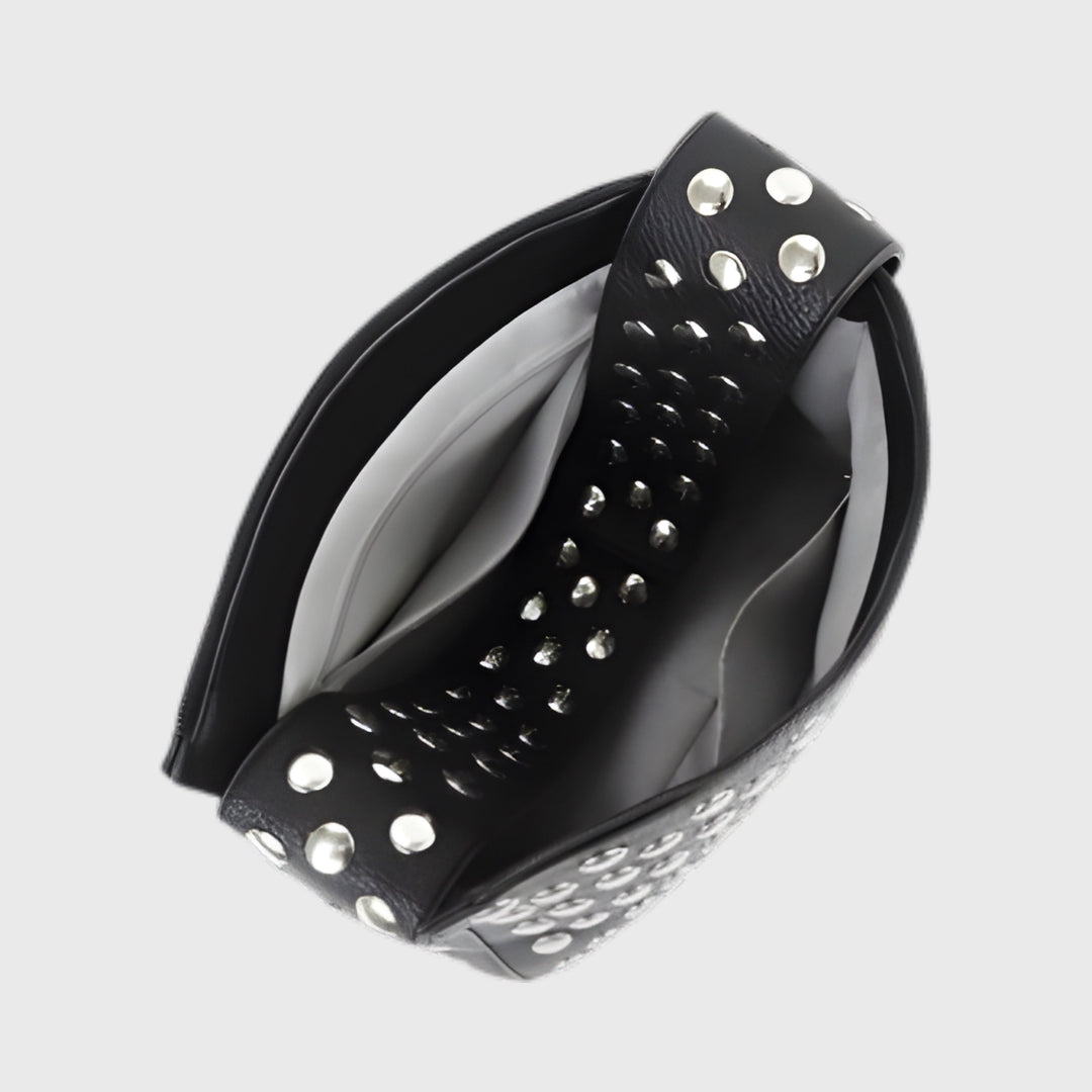 Gina Studded Hobo Bag in Black