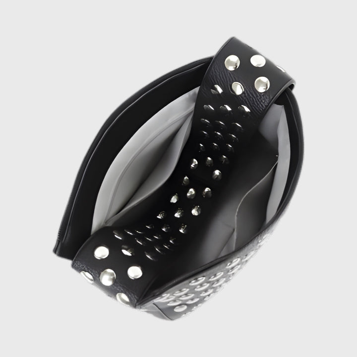 Gina Studded Hobo Bag in Black