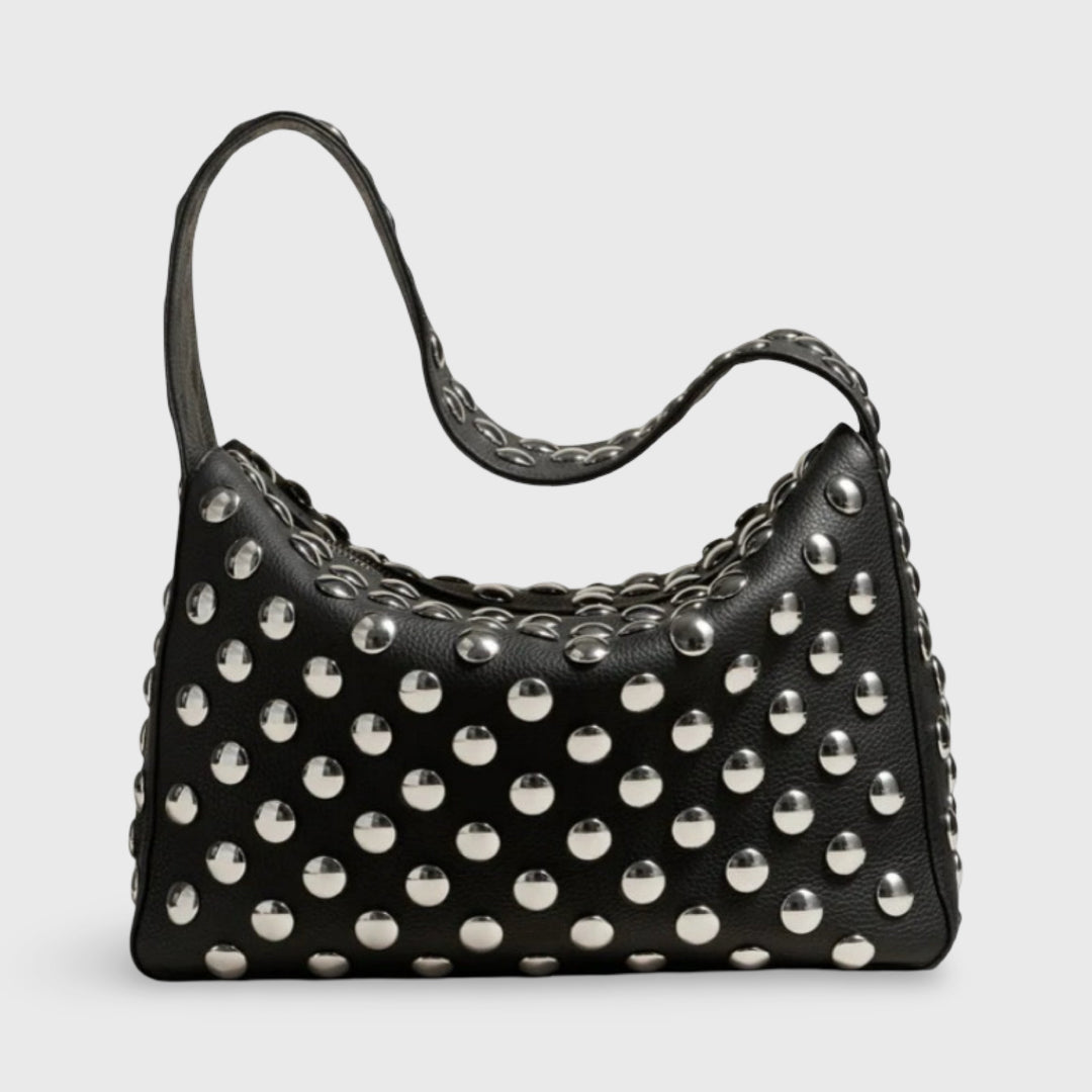 Gina Studded Hobo Bag in Black