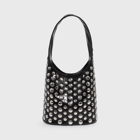 Crissy Studded Bucket Bag in Black